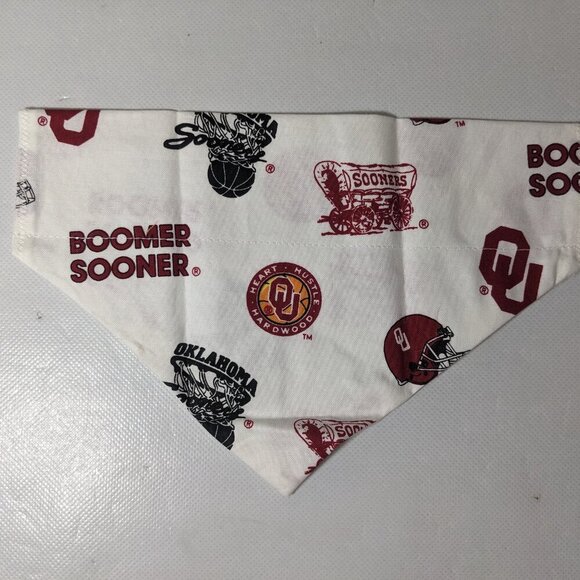 NEW- Homemade OU Oklahoma Sooner Dog Bandana BOOMER (8" x 6") Size S-M - Picture 2 of 7